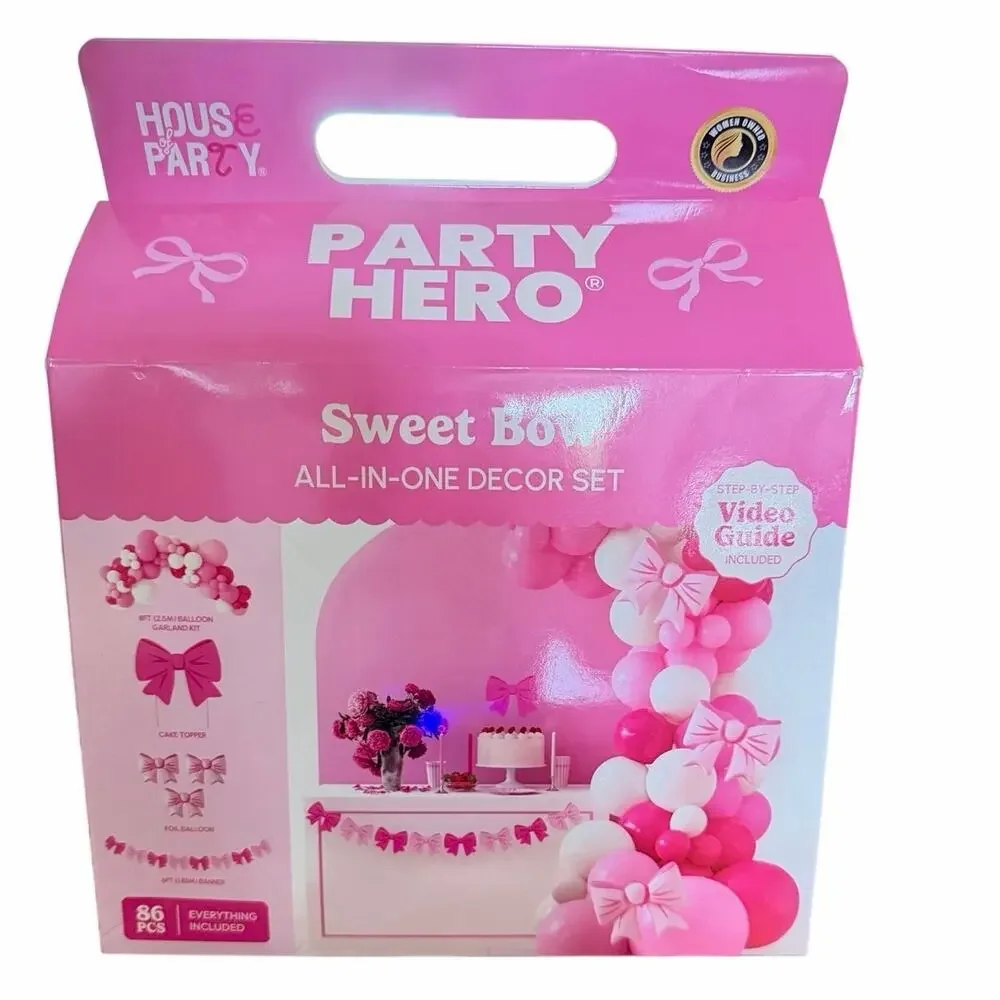 House of Party Sweet Bow 86pc Coquette Valentine Balloon Garland Decor Kit New